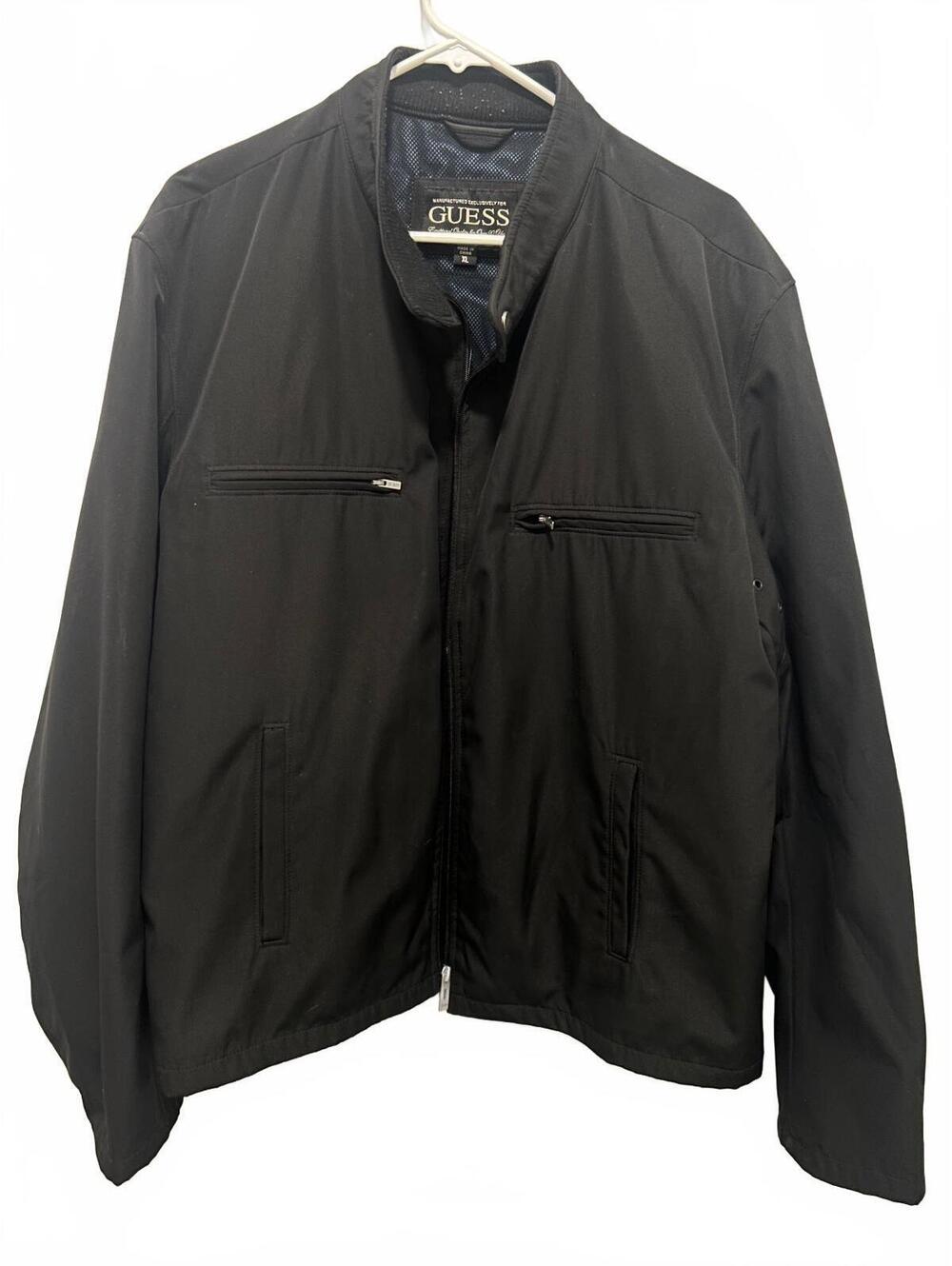 GUESS Men's Black Polyester Bomber Jacket XL